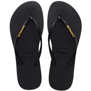 Women's Slim Logo Metallic Flip Flops